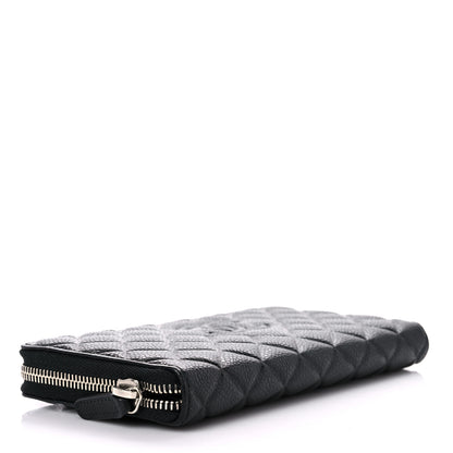 Chanel Caviar Quilted Diamond CC Gusset Zip Around Wallet Black 4 of 11