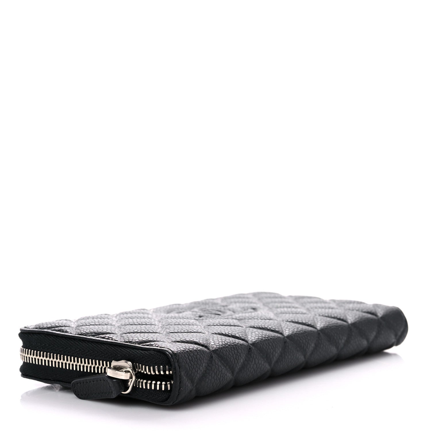 Chanel Caviar Quilted Diamond CC Gusset Zip Around Wallet Black 4 of 11