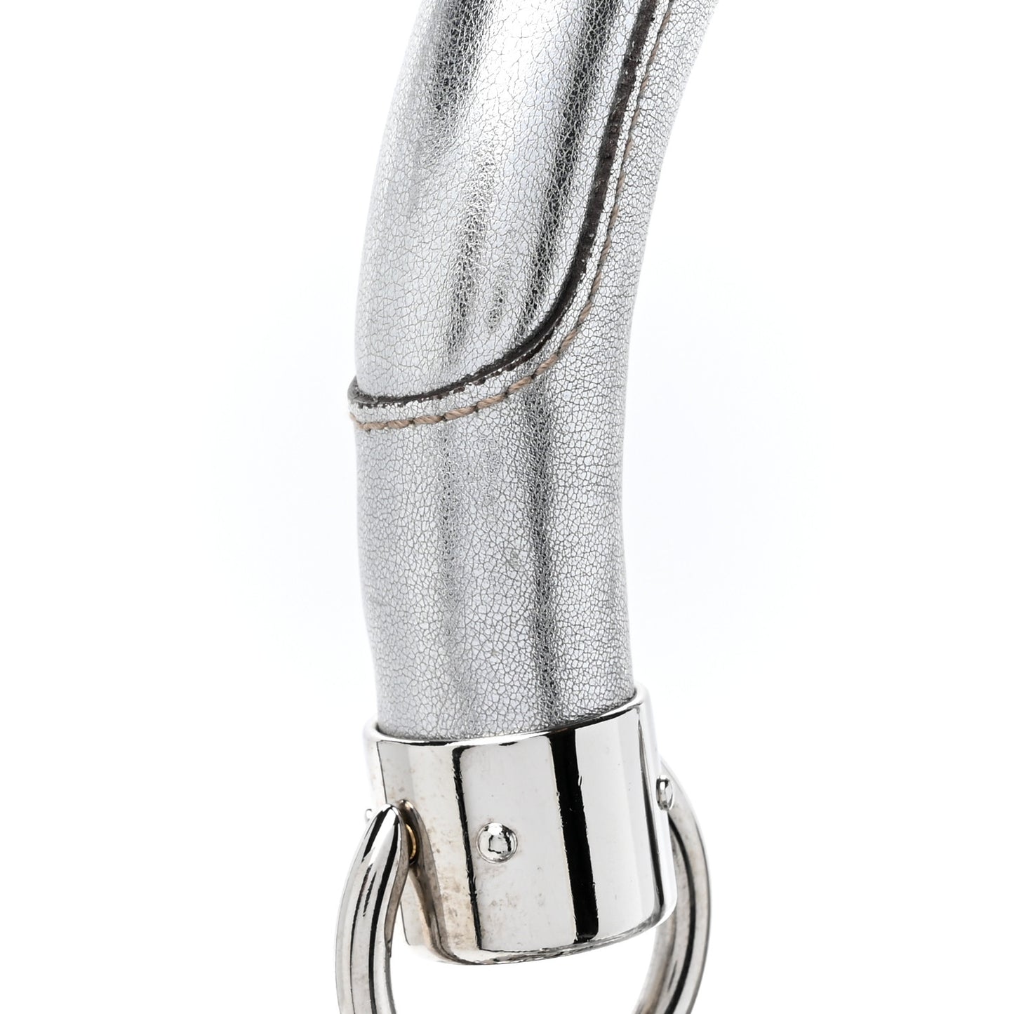 Metallic Calfskin Medium Indy Top Handle Hobo Silver
