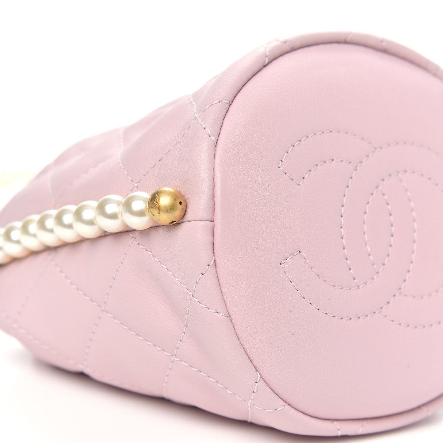 Calfskin Quilted Pearl Mini About Pearls Drawstring Bucket Light Pink