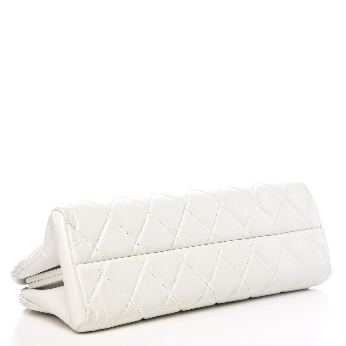Aged Calfskin Quilted Medium Just Mademoiselle Bowling Bag White