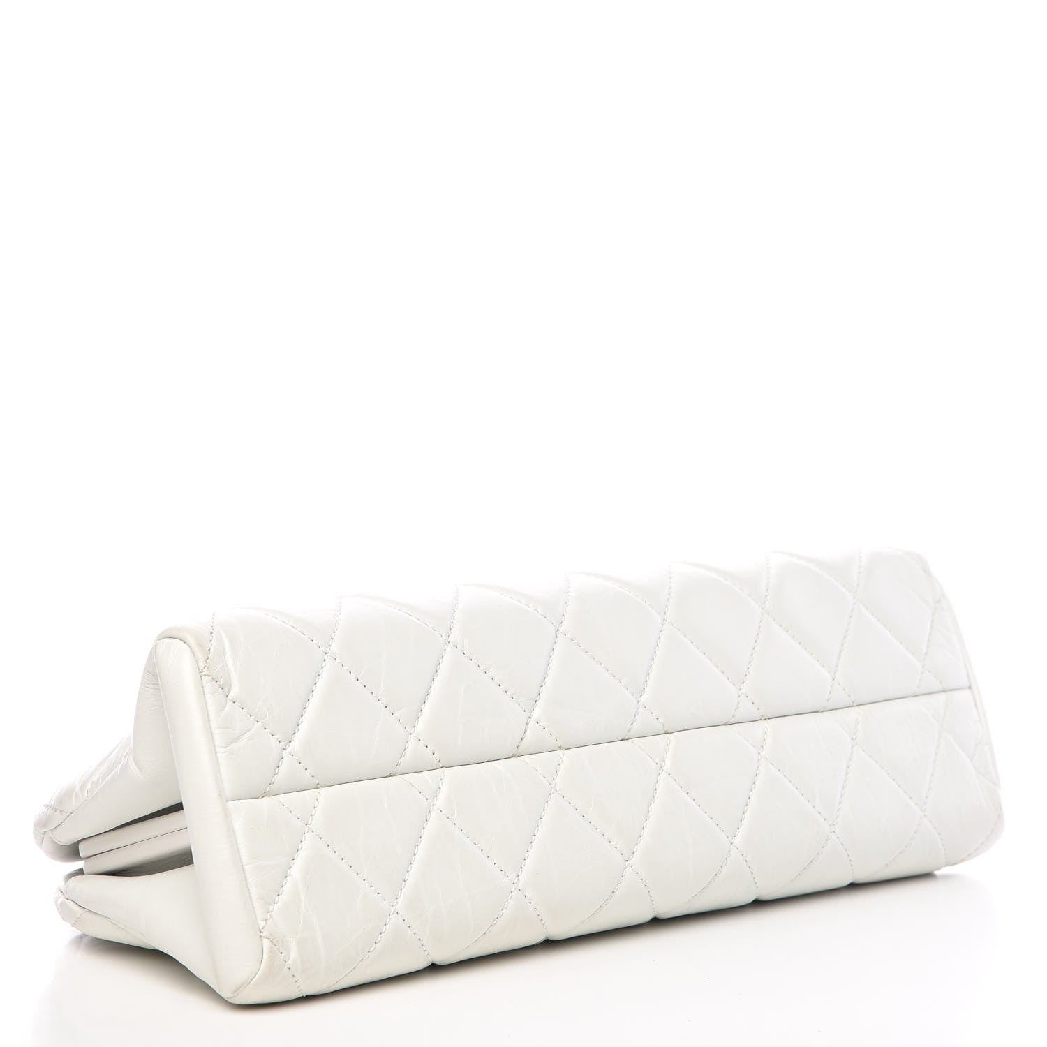 Chanel Aged Calfskin Quilted Medium Just Mademoiselle Bowling Bag White 4 of 15