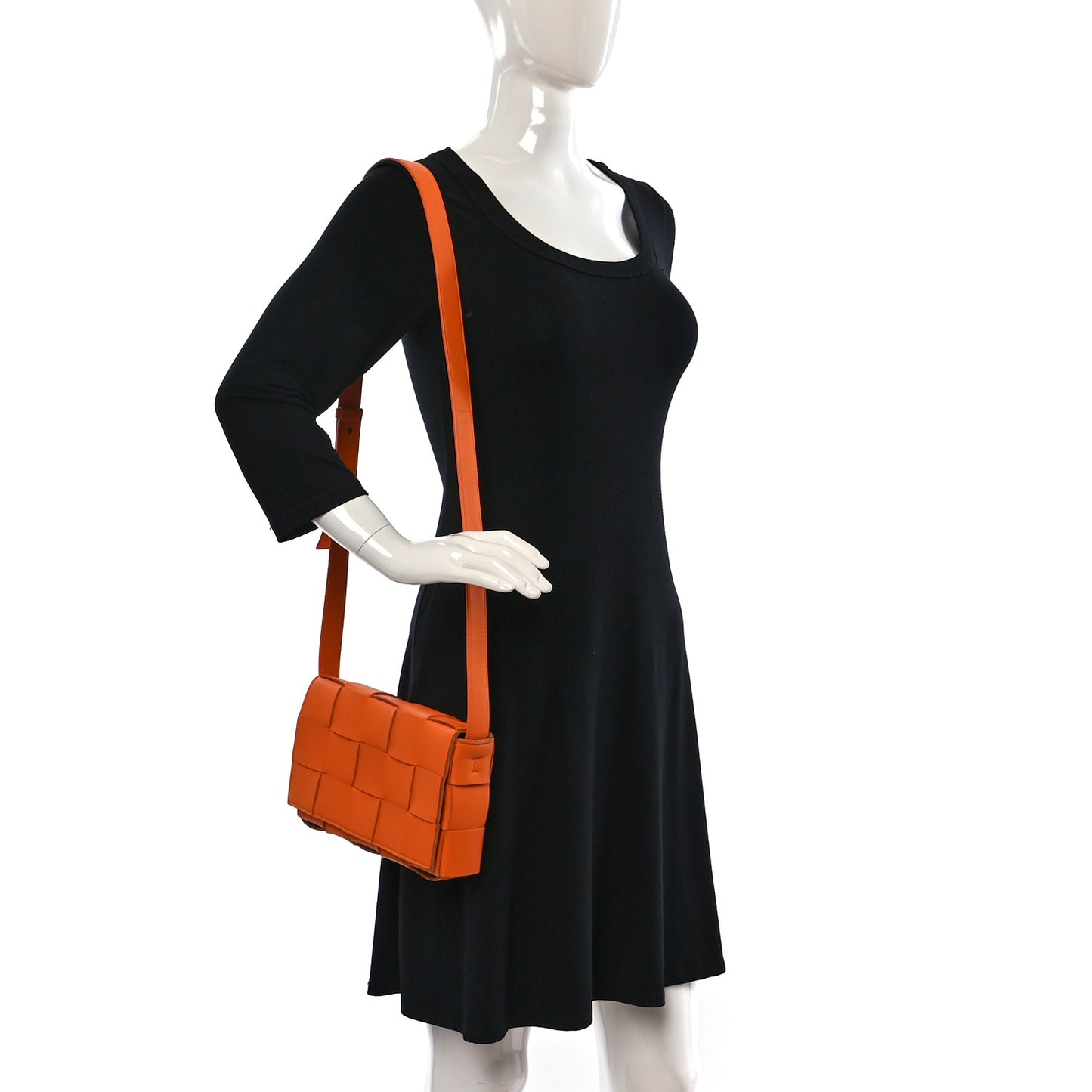 Lambskin Maxi Intrecciato Cassette Crossbody Bag Tangerine