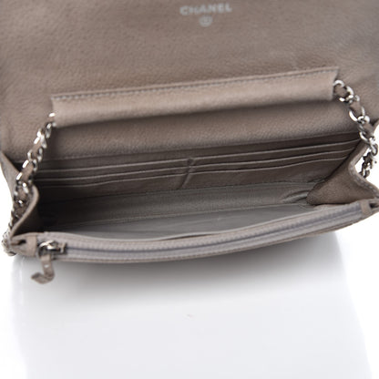 Chanel Iridescent Caviar Quilted Wallet On Chain WOC Gray 5 of 14