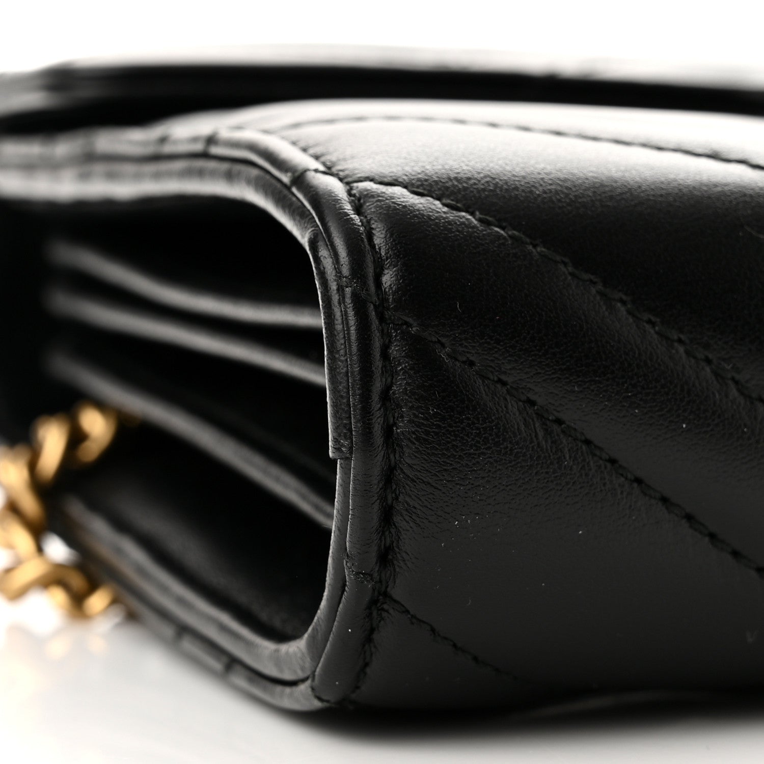 Gucci Calfskin Matelasse GG Marmont Chain Wallet Black 9 of 11