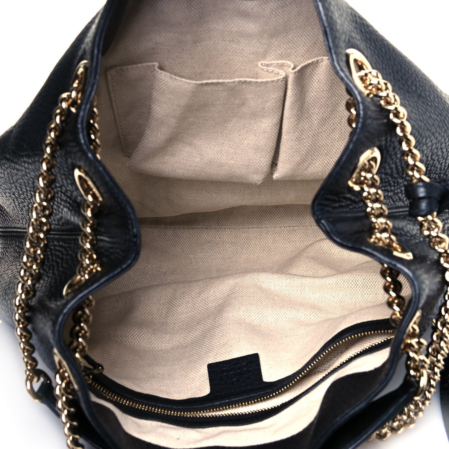 Gucci Pebbled Calfskin Medium Soho Chain Shoulder Bag Black 5 of 11