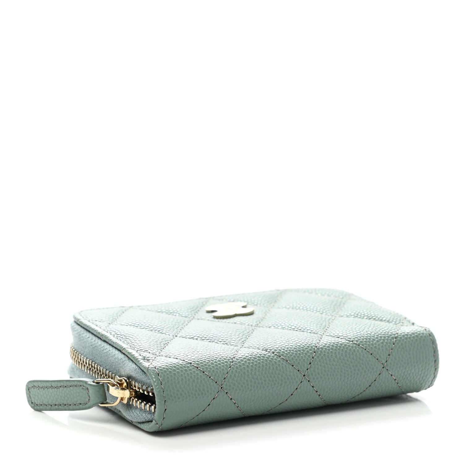 Chanel Caviar Quilted Zip Around Coin Purse Wallet Dark Green 4 of 7
