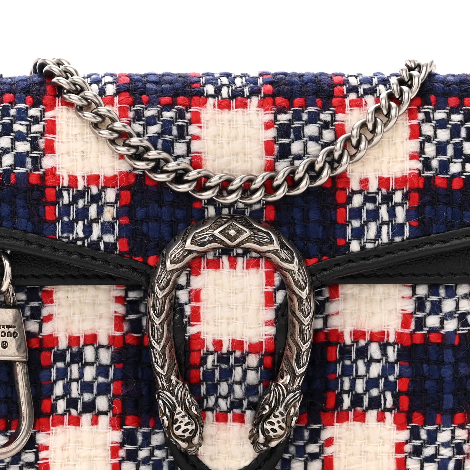 Gucci Vintage Tweed Check Super Mini Dionysus Shoulder Bag White Hibiscus Red Marine 7 of 13