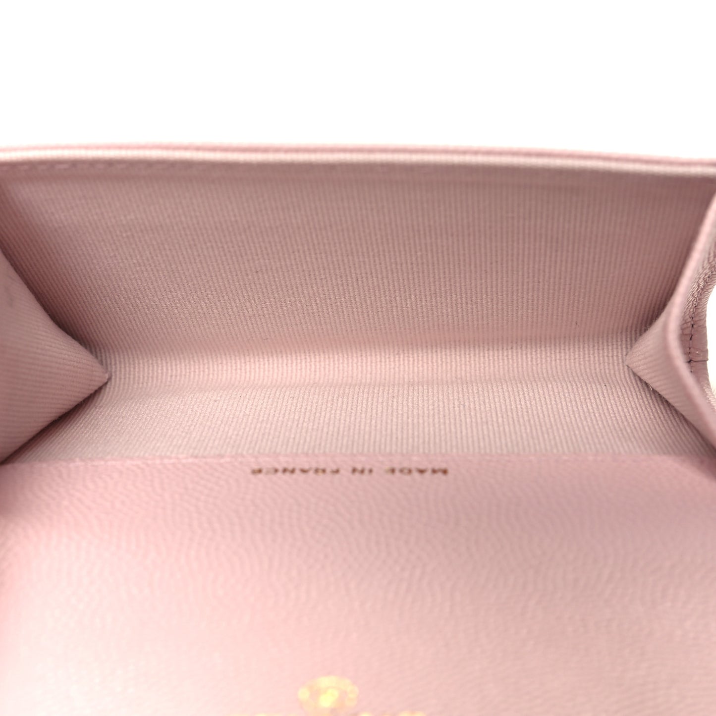 Caviar Quilted Flap Card Holder Wallet Light Pink