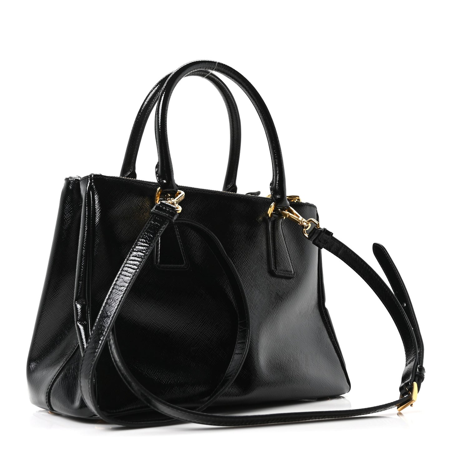 Saffiano Vernice Small Galleria Double Zip Tote Black