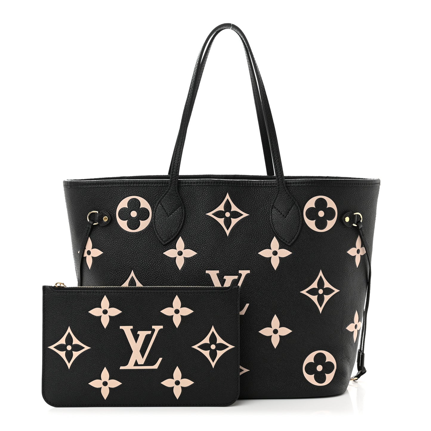 LOUIS VUITTON Empreinte Monogram Giant Neverfull MM Black Beige