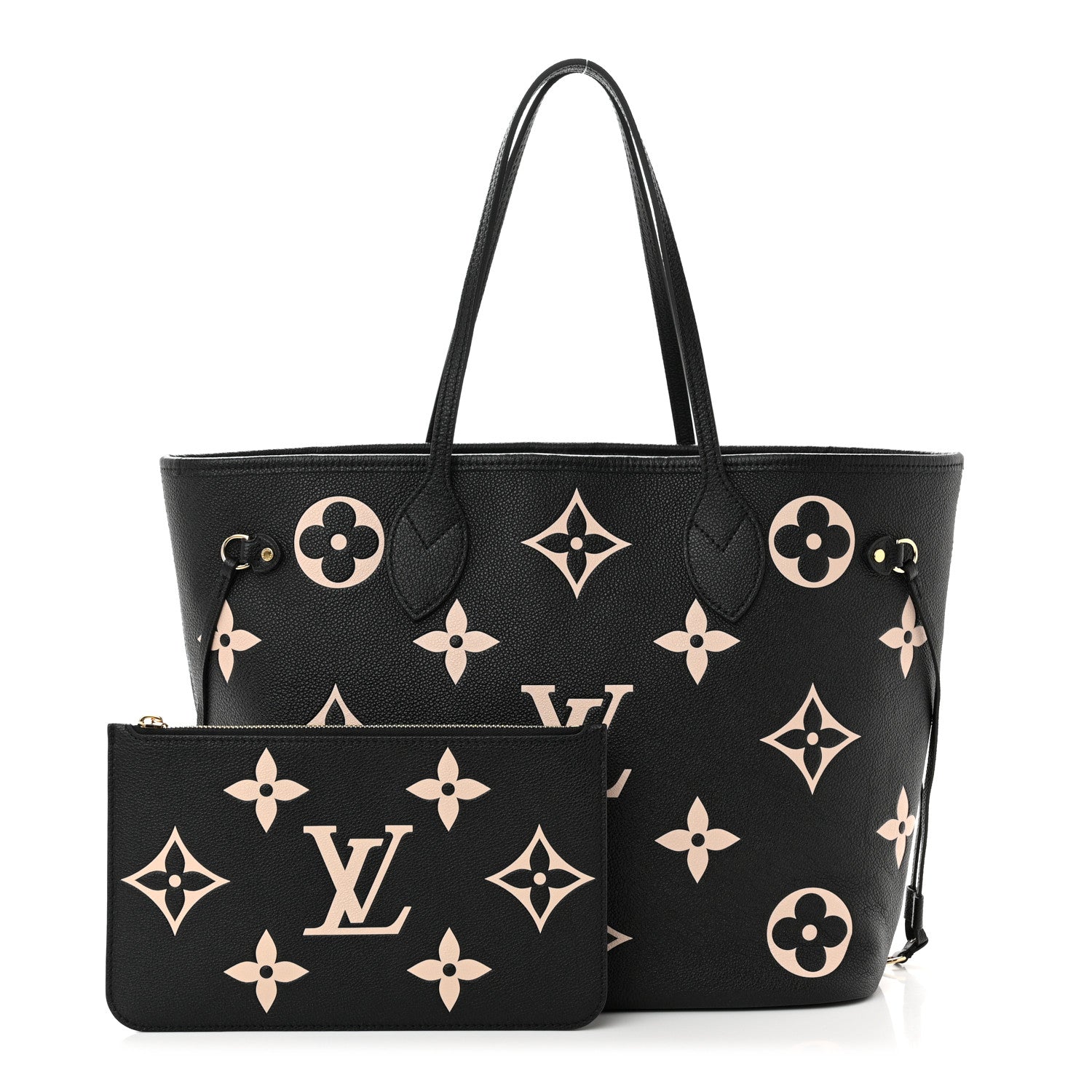 Louis Vuitton LOUIS VUITTON Empreinte Monogram Giant Neverfull MM Black Beige 1 of 9