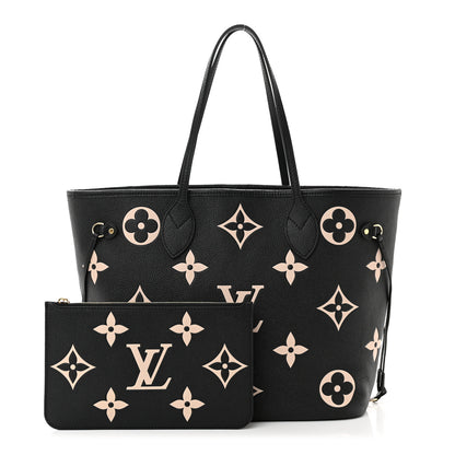 Louis Vuitton LOUIS VUITTON Empreinte Monogram Giant Neverfull MM Black Beige 1 of 9