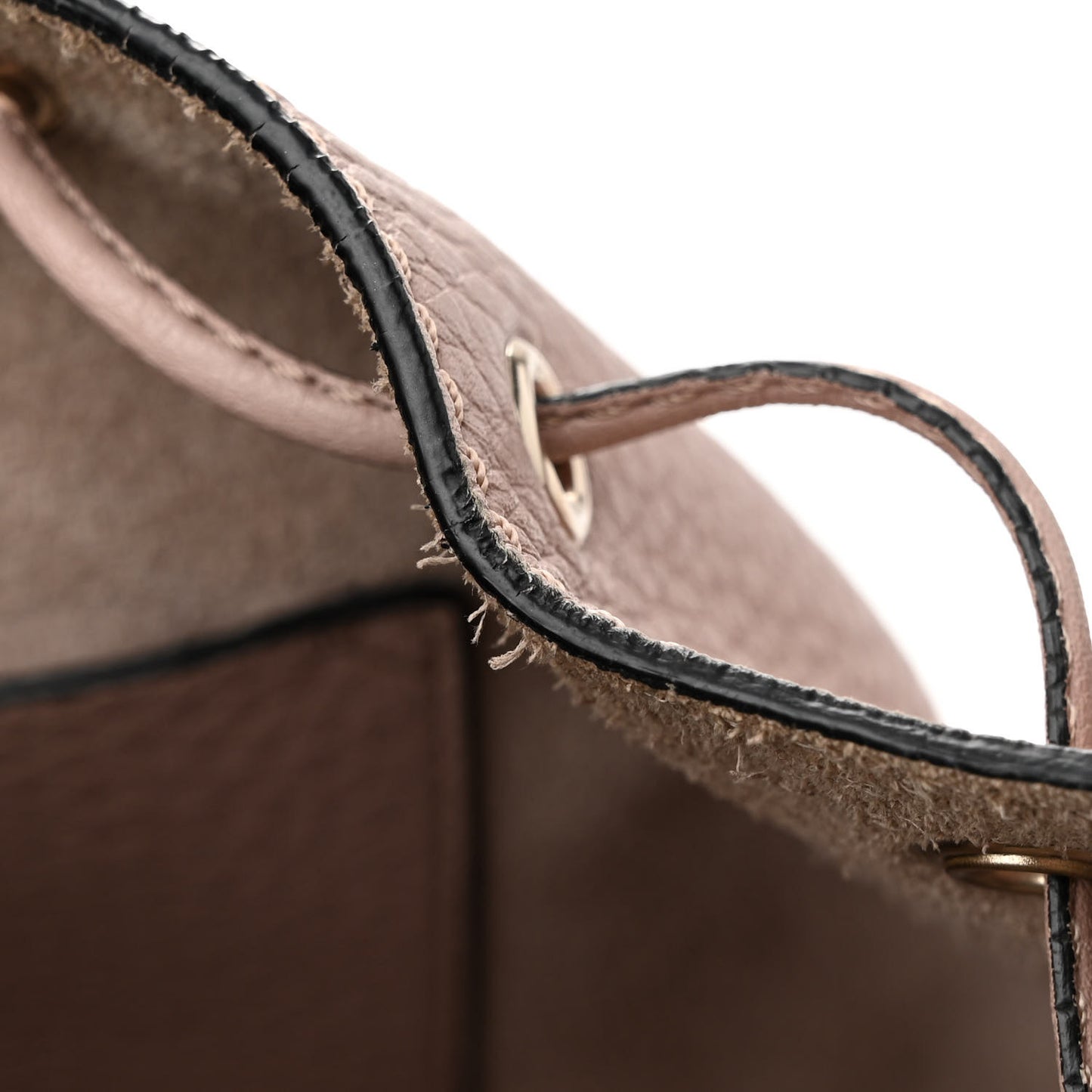 Grained Calfskin Rockstud Bucket Bag Poudre