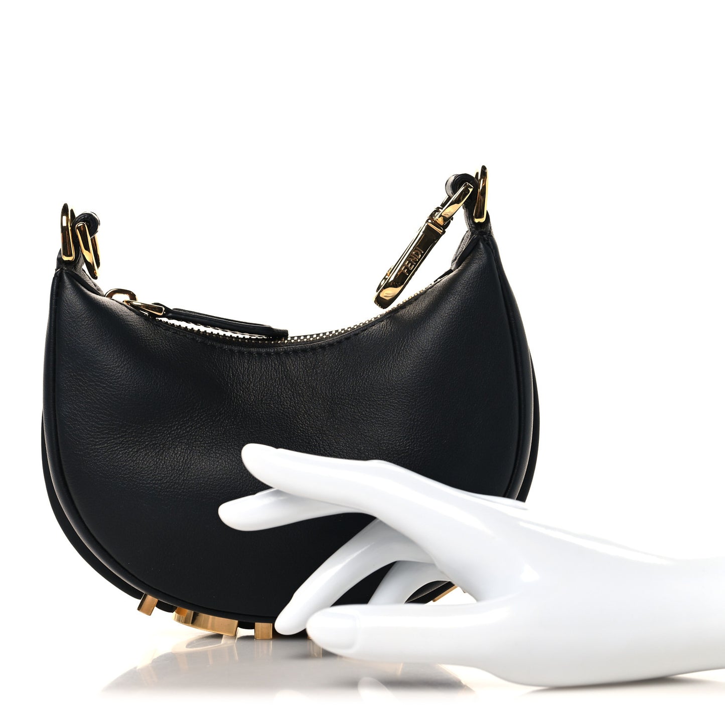 Vitello Grace Matte Nano Fendigraphy Hobo Charm Black