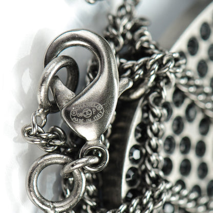 Chanel Ruthenium Crystal CC Heart Charm Necklace Black 4 of 5