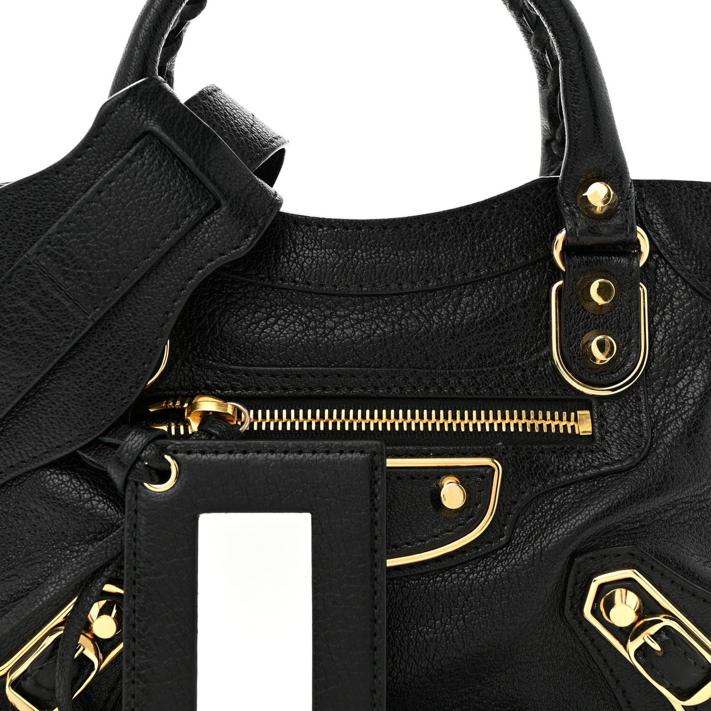 Chevre Gold Metallic Edge Hardware Mini City Black