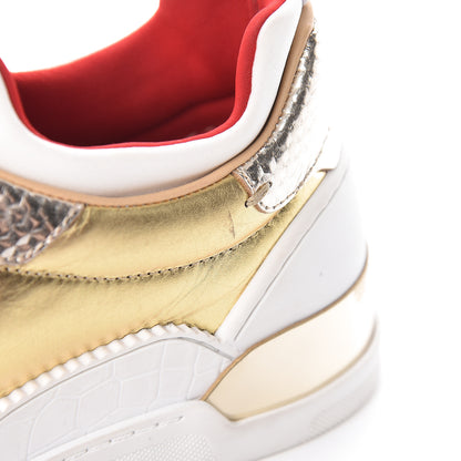 Christian Louboutin Metallic Calfskin Womens Aurelien Flat Sneakers 38 Gold White 10 of 13