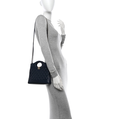 Chanel Shiny Crumpled Calfskin Quilted Mini 31 Shopping Bag Navy Blue 2 of 10