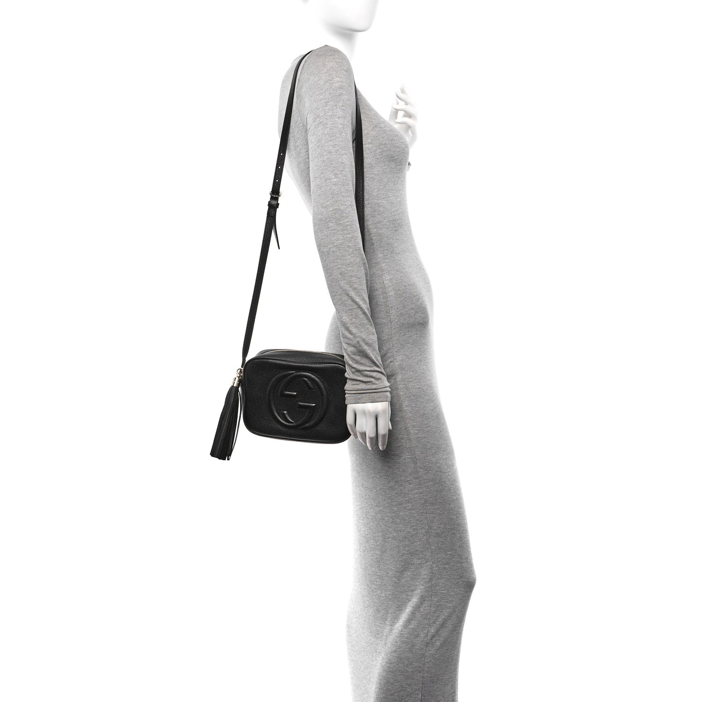 Pebbled Calfskin Small Soho Disco Bag Black
