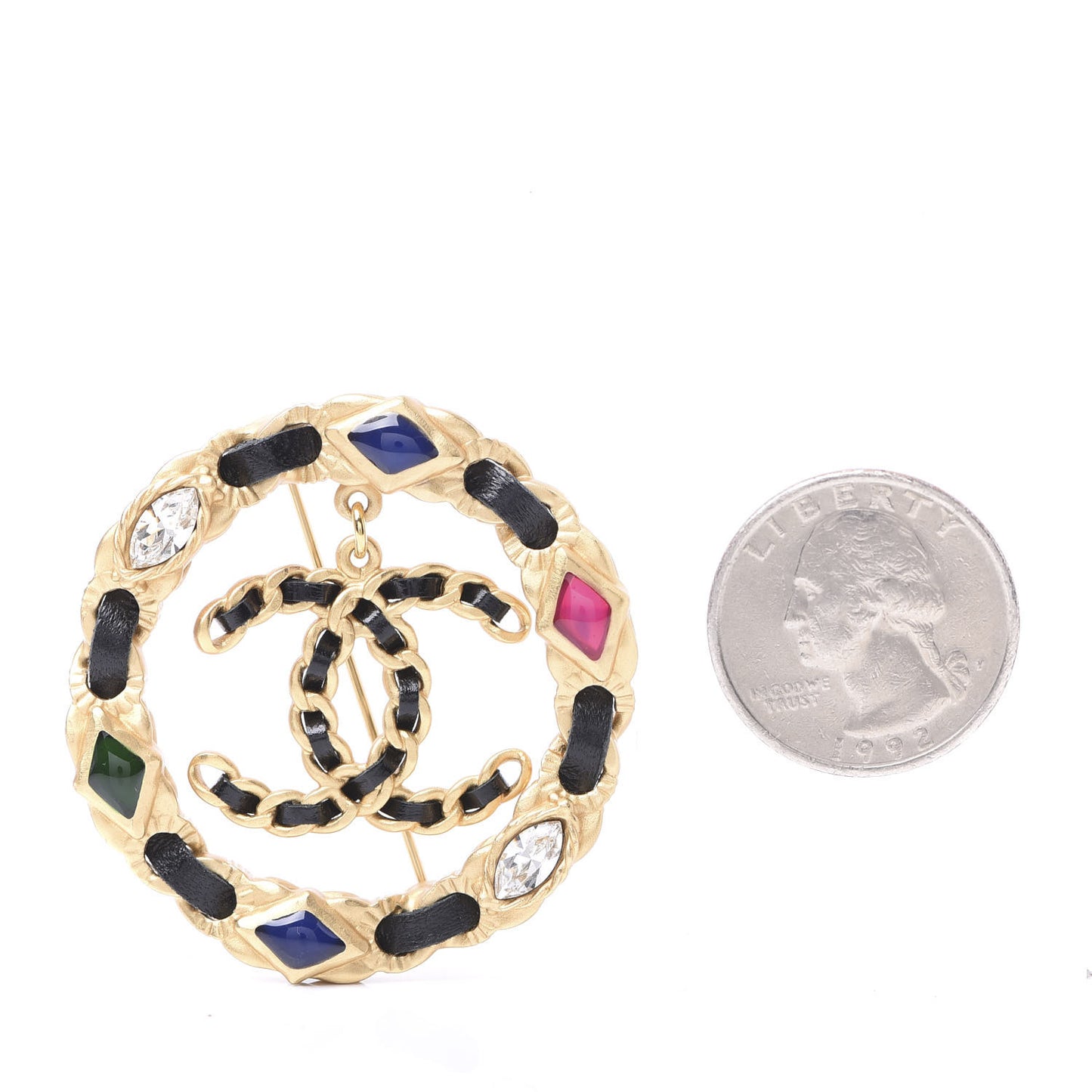 Glass Lambskin Cote D'Azur CC Brooch Gold Multicolor