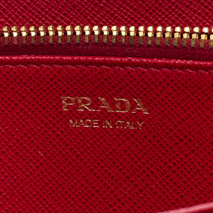 Prada Saffiano Quilted Zip Around Wallet Rosso 6 of 6