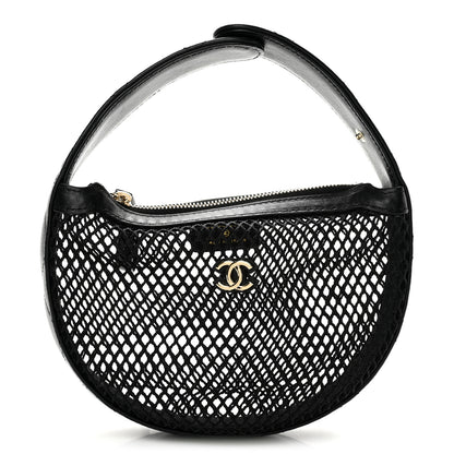 Chanel Mesh Shiny Lambskin Pouch Hobo Black 1 of 11