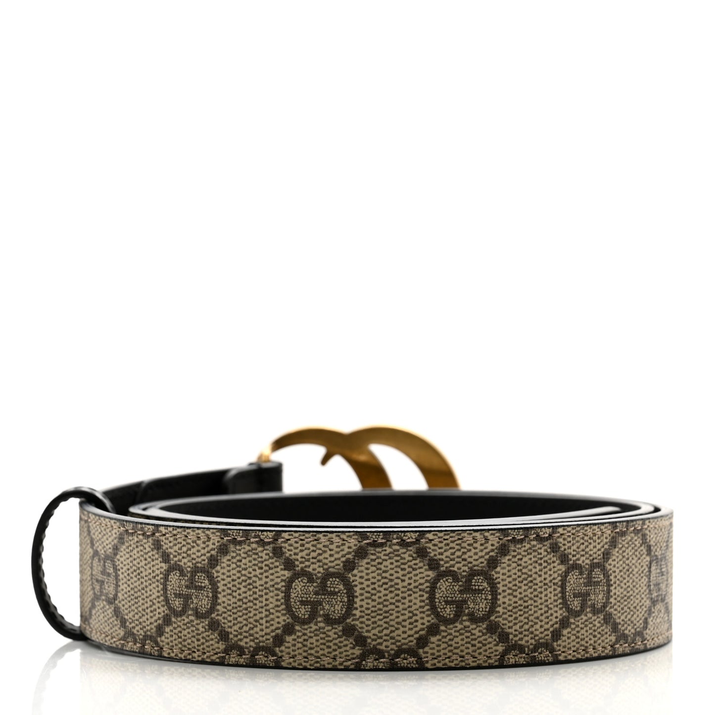 GG Supreme Monogram Matte Plutone Calfskin Double G 30mm Belt 95 38 Beige Ebony Black
