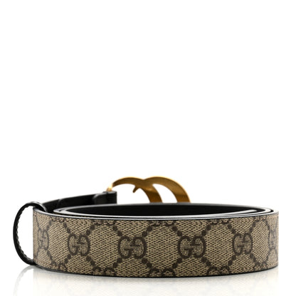 Gucci GG Supreme Monogram Matte Plutone Calfskin Double G 30mm Belt 95 38 Beige Ebony Black 2 of 5