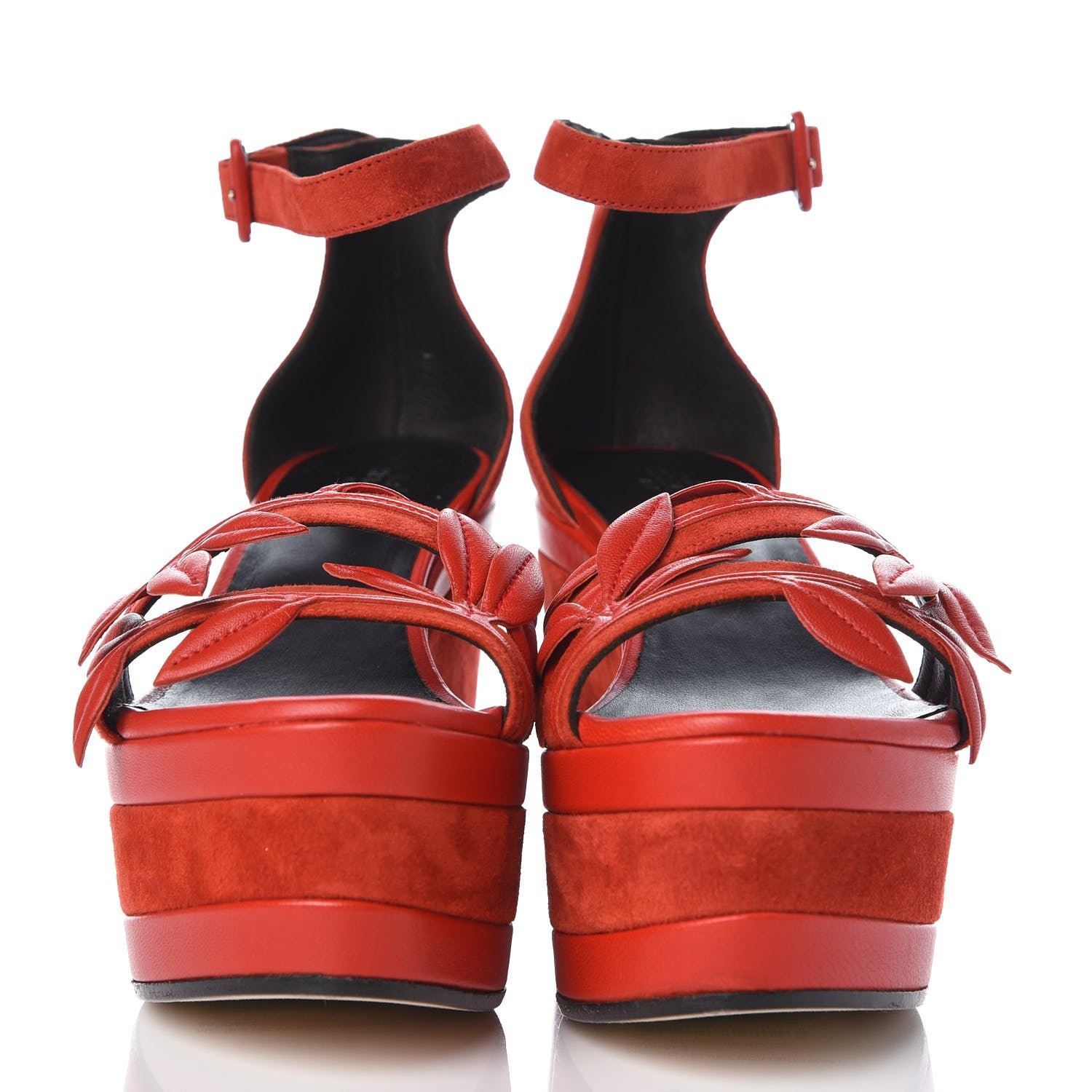 Hermes Suede Goatskin Mambo Wedge Sandals 36.5 Jasper Rouge 2 of 9