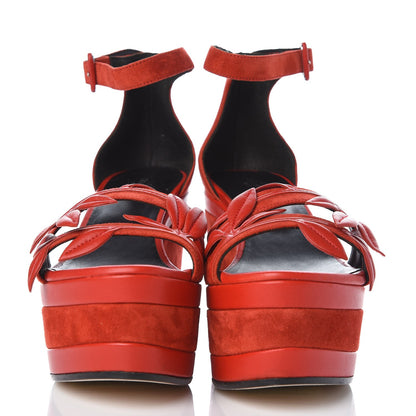 Hermes Suede Goatskin Mambo Wedge Sandals 36.5 Jasper Rouge 2 of 9