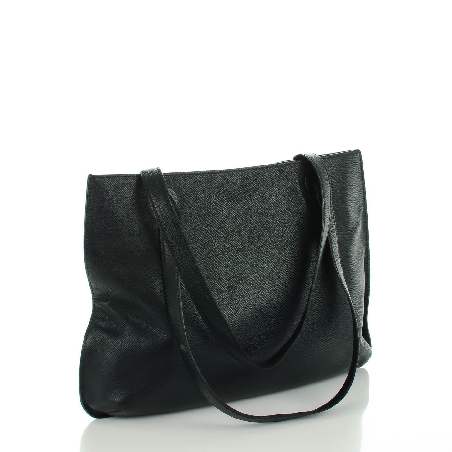 Grained Calfskin Shopping Tote Black