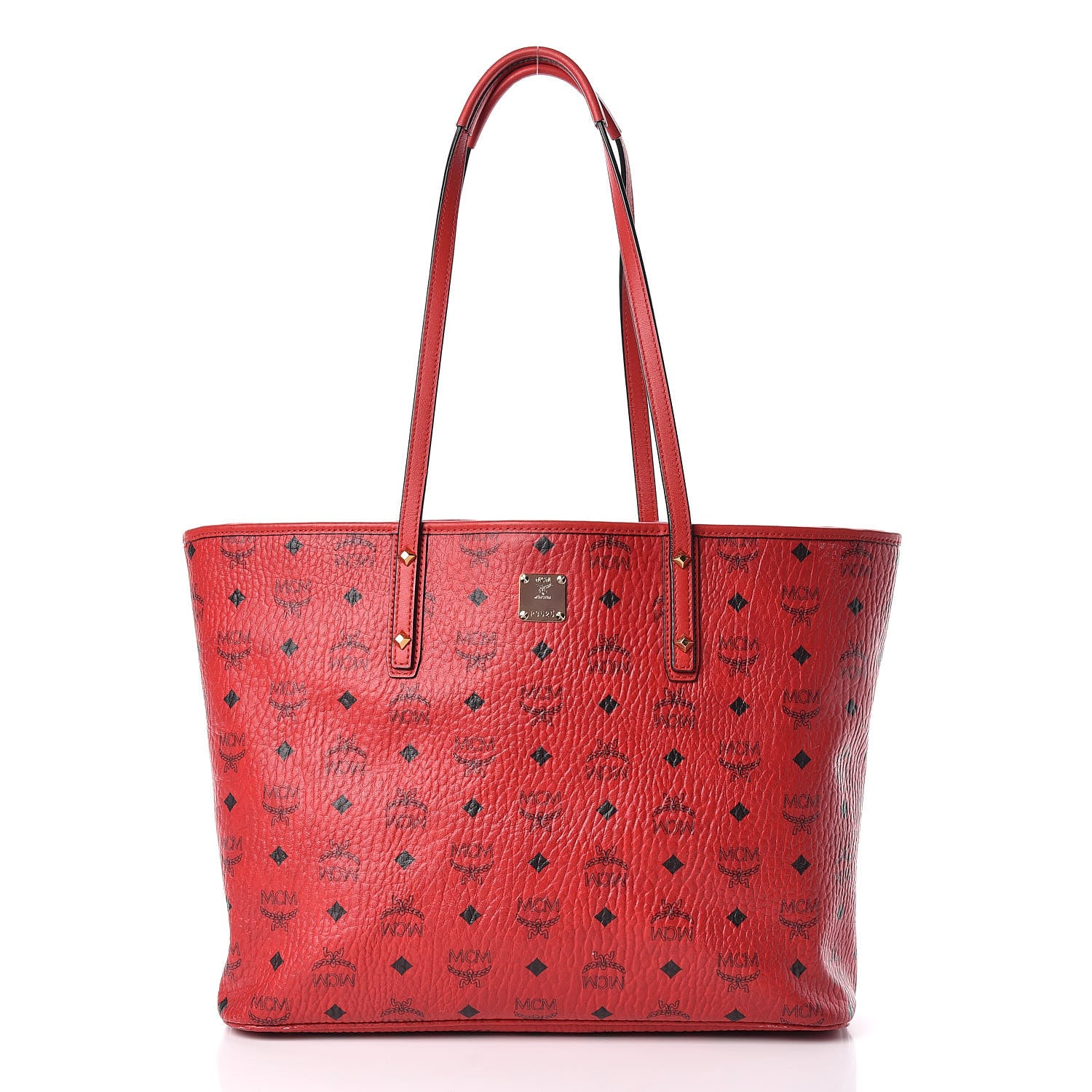 MCM Visetos Medium Anya Shopper Tote Ruby Red 3 of 12