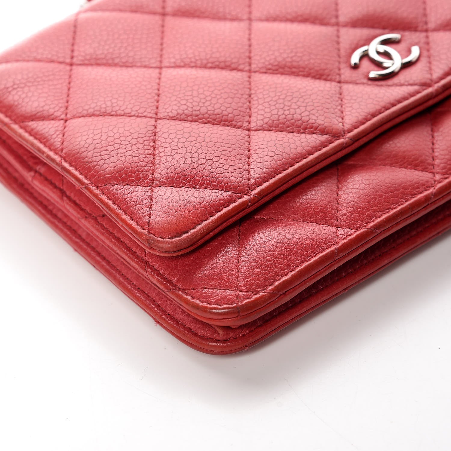 Chanel Caviar Quilted Wallet on Chain WOC Red 5 of 18