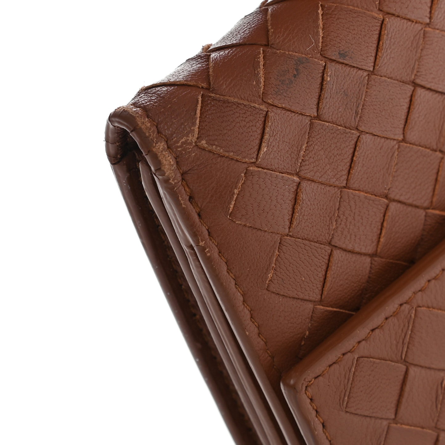 Madras Goatskin Intrecciato Flap Wallet Tea