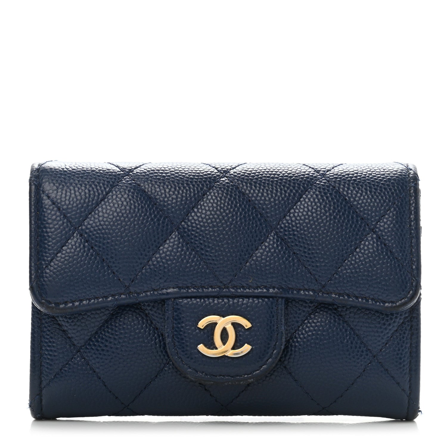 Chanel Caviar Quilted Flap Card Holder Navy Blue 1 of 12