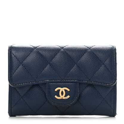 Chanel Caviar Quilted Flap Card Holder Navy Blue 1 of 12