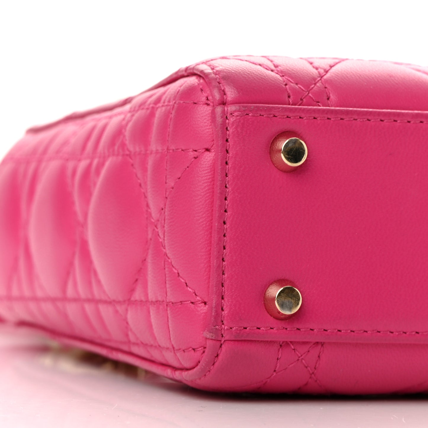 Lambskin Cannage Mini Lady Dior Fuchsia