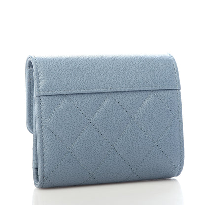 Chanel Grained Calfskin Quilted CC Box Compact Flap Wallet Blue 3 of 6
