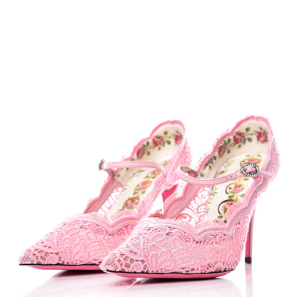 Gucci Lace Pizzo Venice Pumps 38.5 Sugar Pink 3 of 10