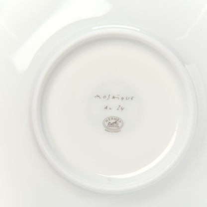 Hermes Porcelain Mosaique Au 24 Platine Tea Cup And Saucer Set Of 2 Platinum 4 of 7