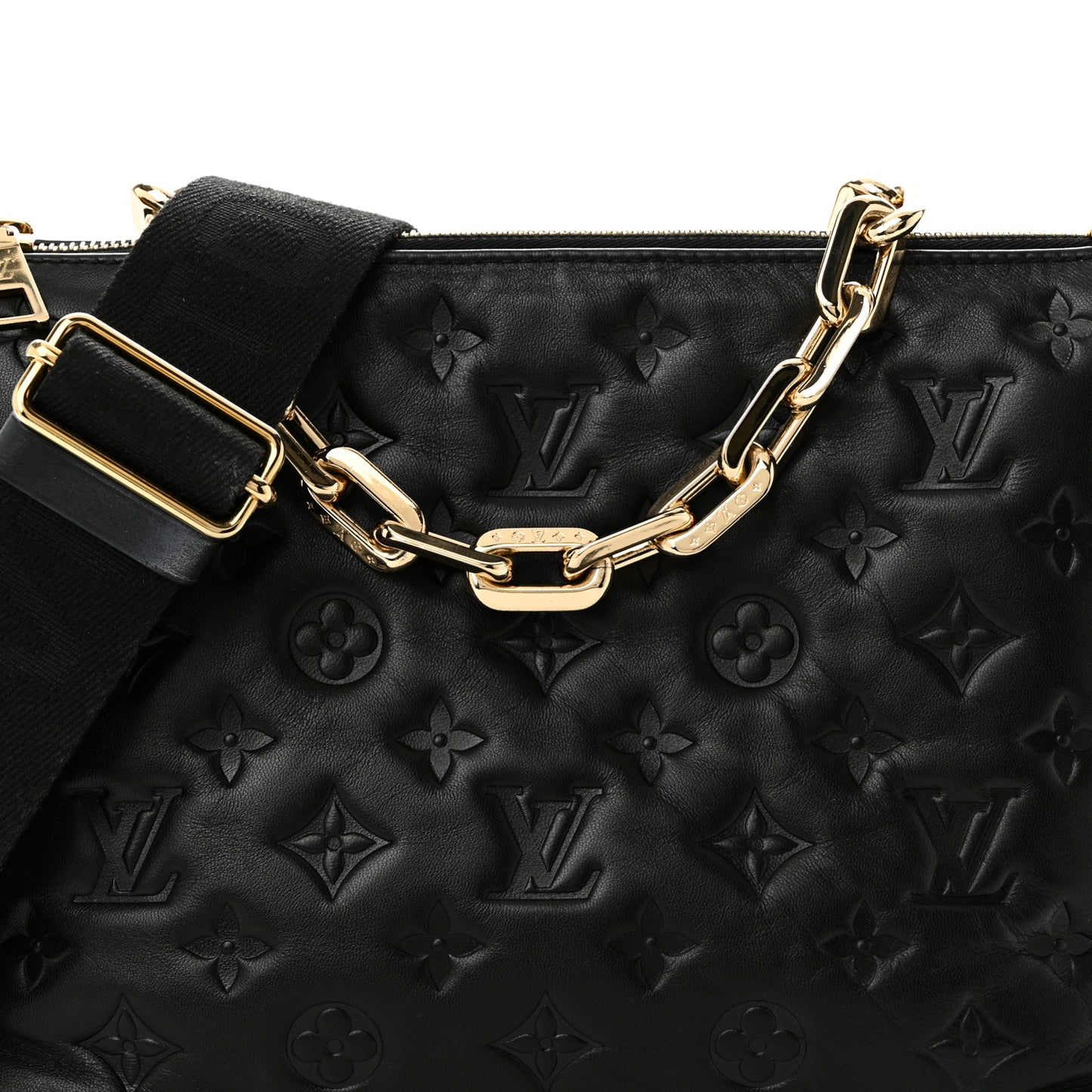Lambskin Embossed Monogram Coussin PM Black