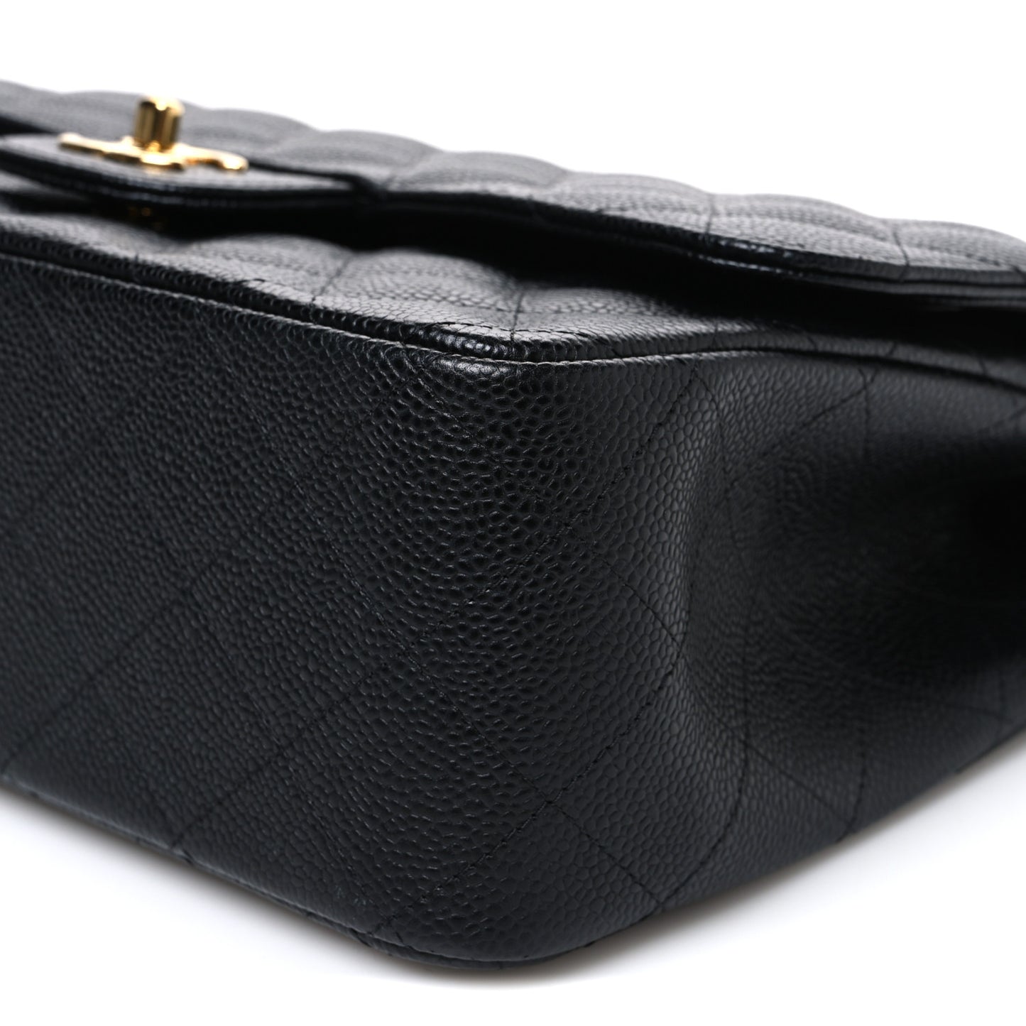 Caviar Quilted Jumbo Double Flap Black