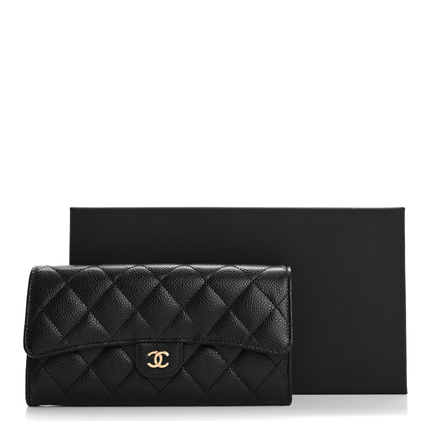 Chanel Caviar Quilted Large Gusset Flap Wallet Black 10 of 10