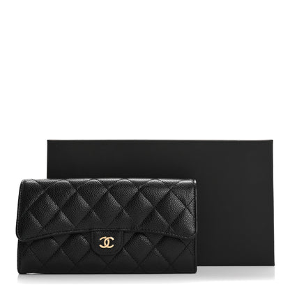 Chanel Caviar Quilted Large Gusset Flap Wallet Black 10 of 10