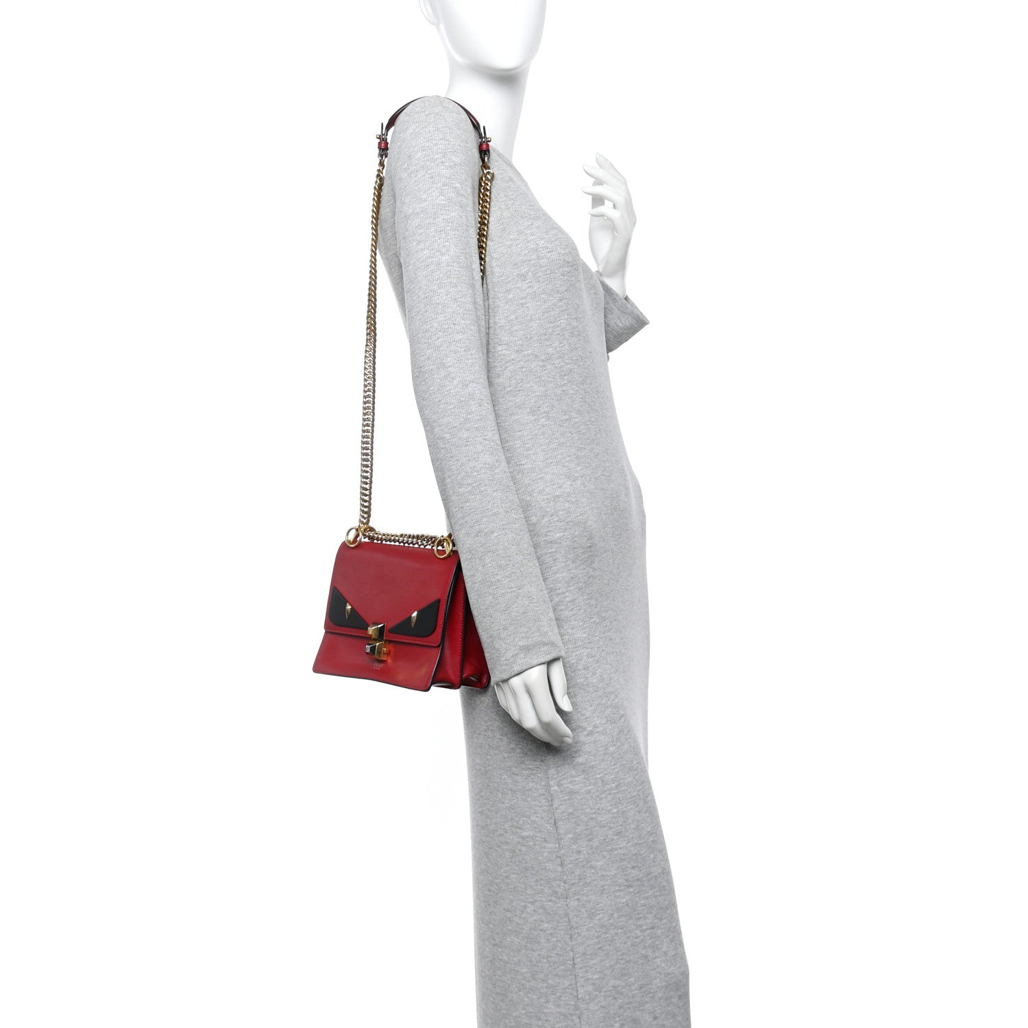 Fendi Vitello Liberty Monster Eyes Small Kan I Shoulder Bag Fragola 2 of 14