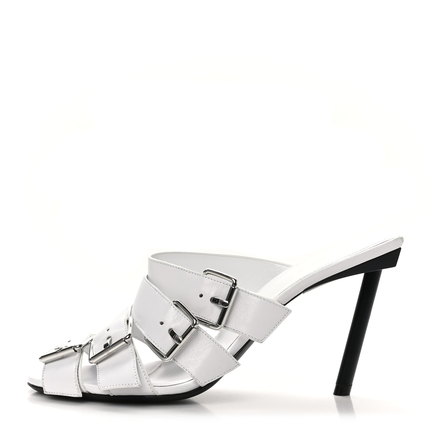 Shiny Sheepskin Bluckle K 80mm Sandals 38 White