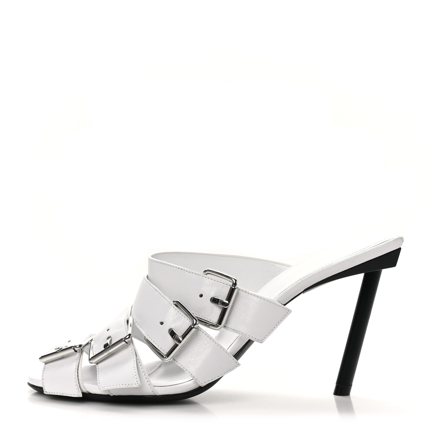 Balenciaga Shiny Sheepskin Bluckle K 80mm Sandals 38 White 1 of 10