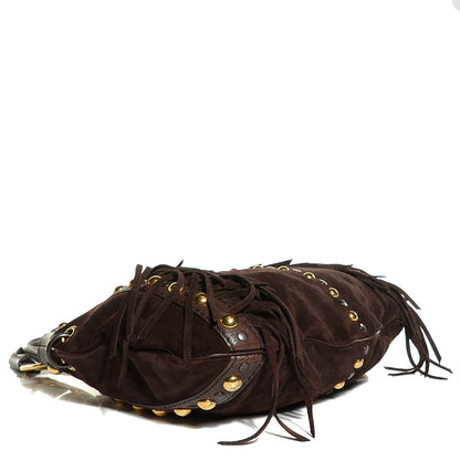 Gucci Suede Fringe Medium Babouska Tote Dark Brown 4 of 8