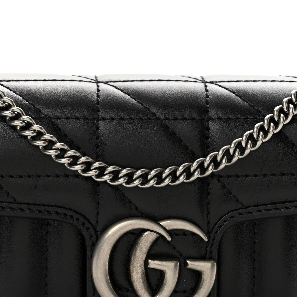 Gucci Calfskin Matelasse Aria Super Mini GG Marmont Shoulder Bag Black 8 of 11